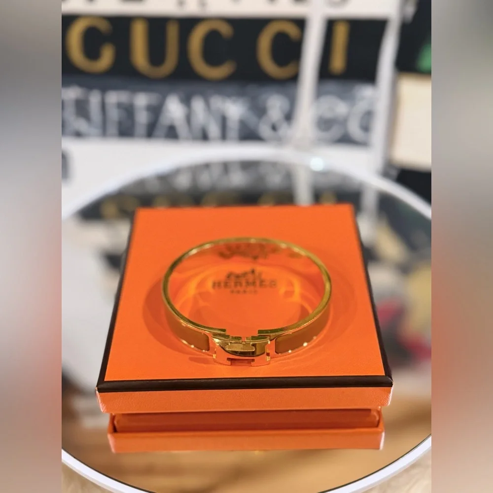 🔥 HERMÈS CLICK CLACK GOLD PLATED FULL INCLUSION SIZE 6.8” SP